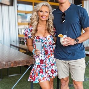 Floral dress with sweetheart neck line